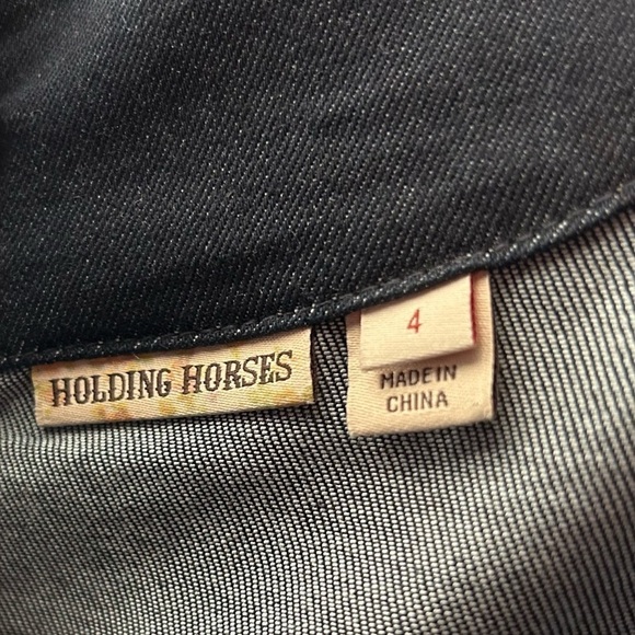 [4] Anthropologie Holding Horses Dark Denim Knotted Waist Sleeveless Midi Dress - Picture 10 of 11